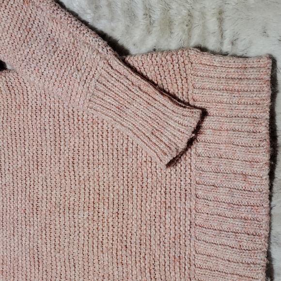 American Eagle Pink White Slouchy Chunky Knit Wide Sweater Size XS - Picture 2 of 6